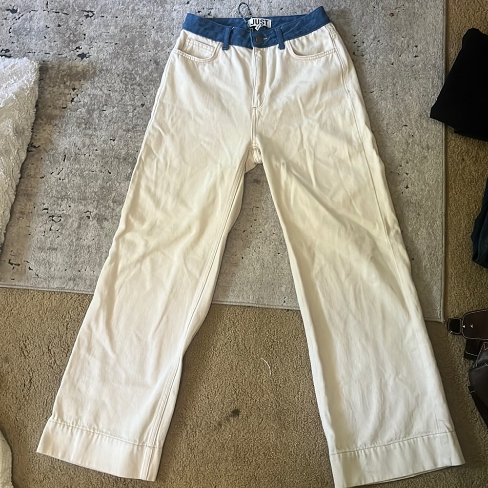 Just Female Cream Denim Wide Leg Pants